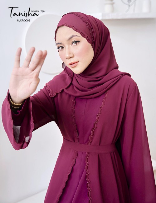 TANISHA ABAYA (MAROON) 790 / P790 / SP790 (FREE SHAWL *till stock last)