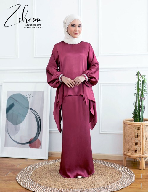 ZEHRAA KURUNG MODERN (MAROON) 9102