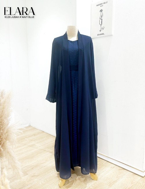 ELARA JUBAH WITH CARDIGAN (NAVY BLUE) 9126