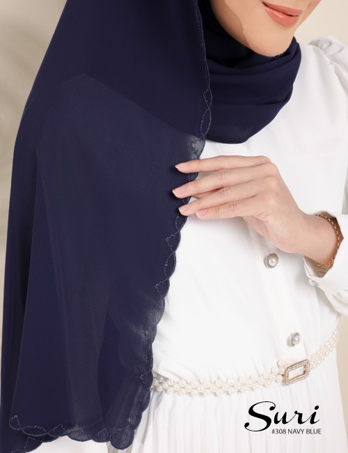 SURI EMBROIDERY SHAWL (NAVY BLUE) 308