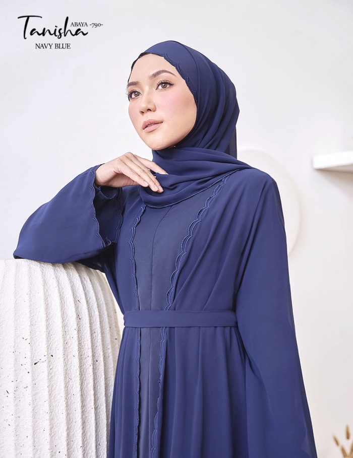 TANISHA ABAYA (NAVY BLUE) 790 / P790 / SP790  (FREE SHAWL *till stock last)