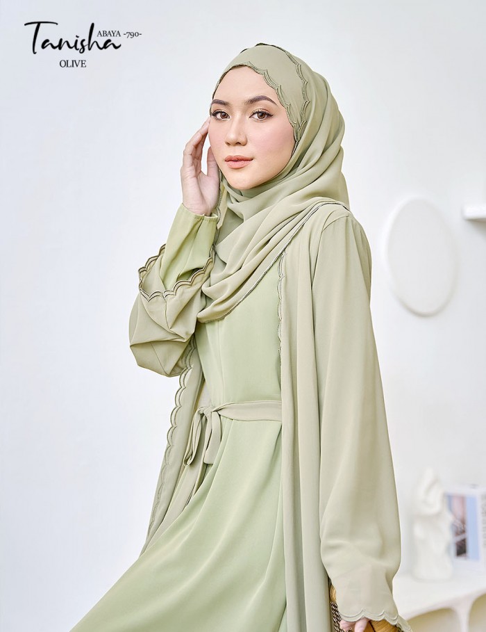 TANISHA ABAYA (OLIVE) 790 / P790 / SP790 (FREE SHAWL *till stock last)