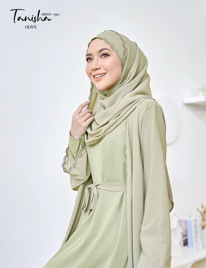 TANISHA ABAYA (OLIVE) 790 / P790 / SP790 (FREE SHAWL *till stock last)