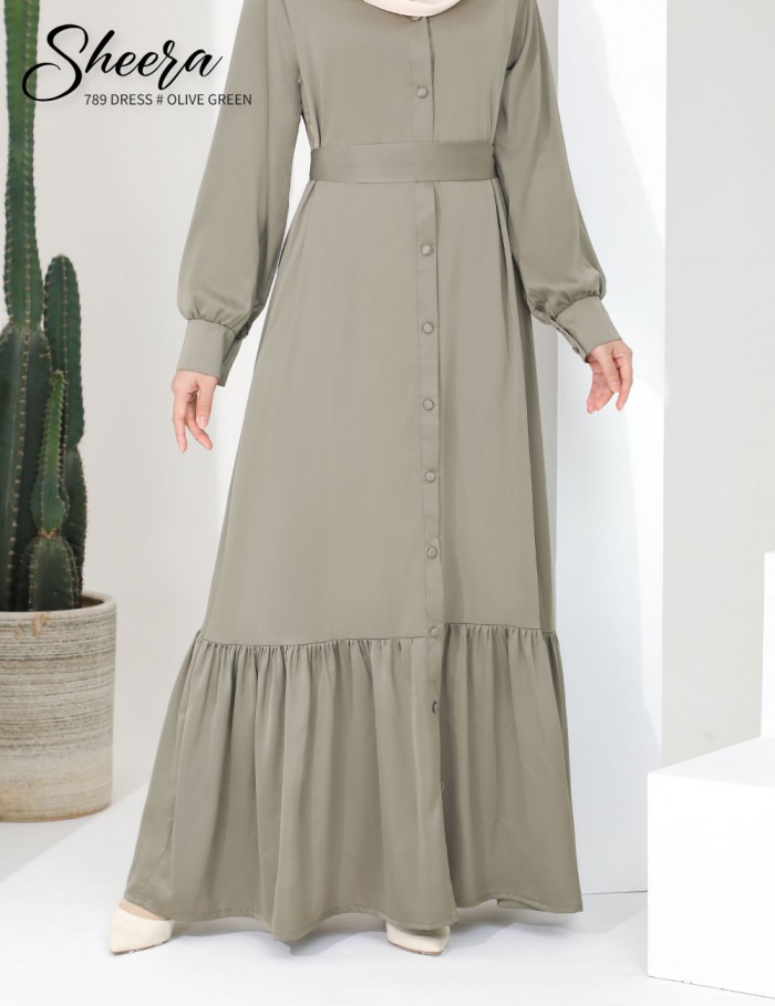 SHEERA 3 WAY DRESS WITH BELT (OLIVE GREEN) 789 / P789