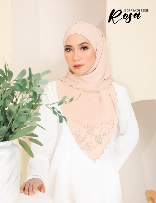 ROSA EMBROIDERY SHAWL (PEACH BEIGE) 305