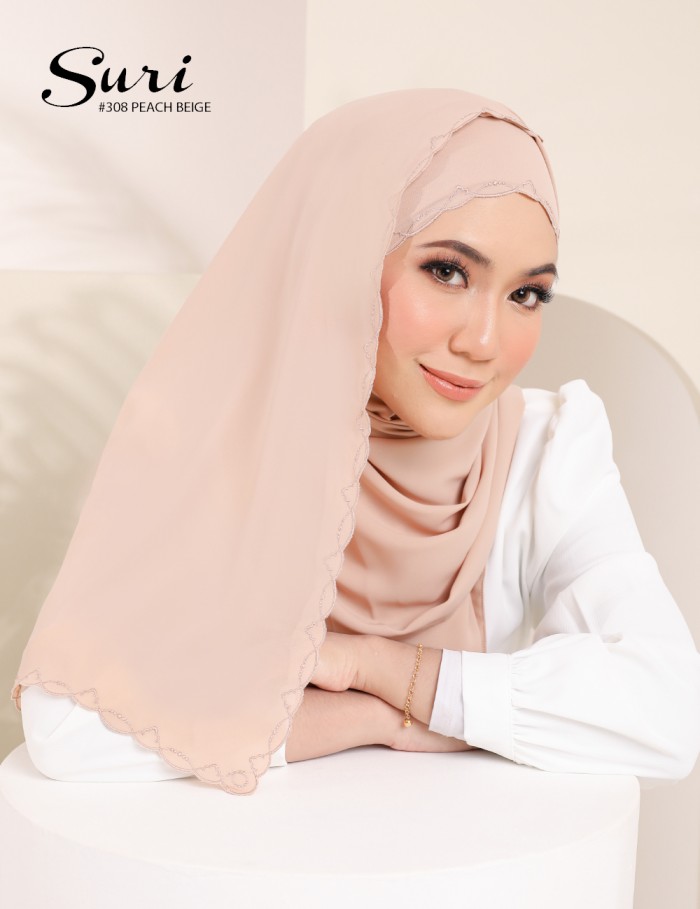 SURI EMBROIDERY SHAWL (PEACH BEIGE) 308