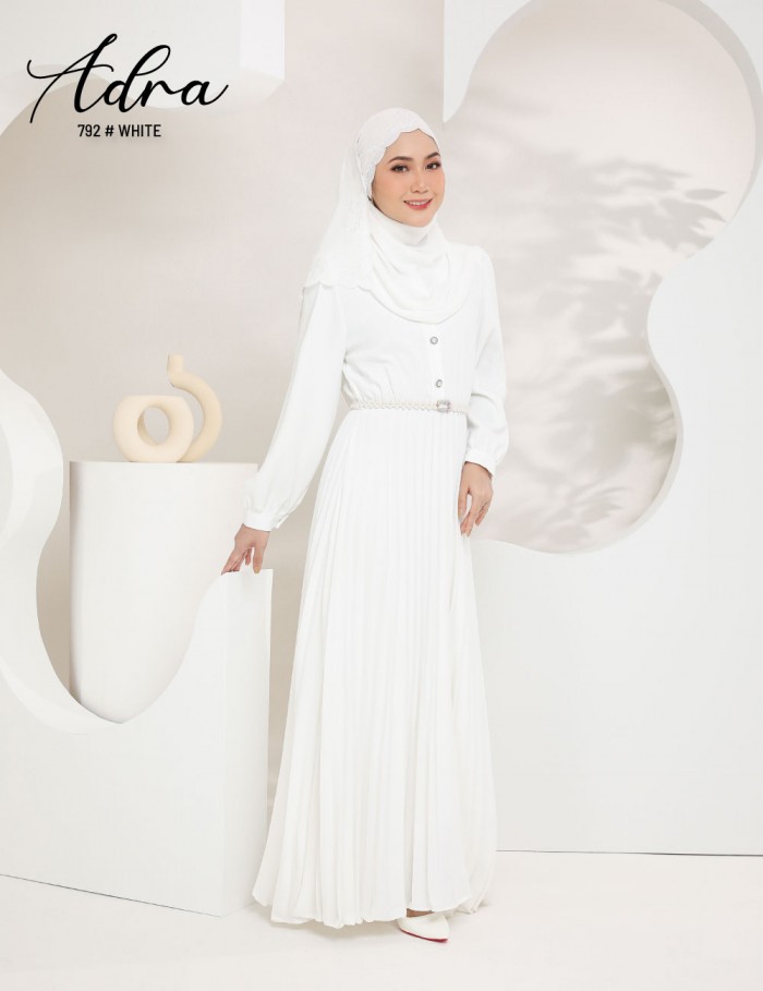 ADRA PLEATED DRESS (WHITE) 792 / P792