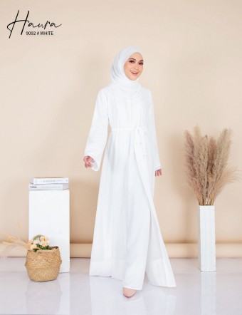 HAURA JUBAH AND CARDIGAN SET (WHITE) 9092 (NOT INCLUDE SHAWL)