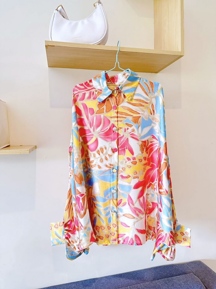 SATIN FLORAL TOP - T06 (PRE-ORDER)