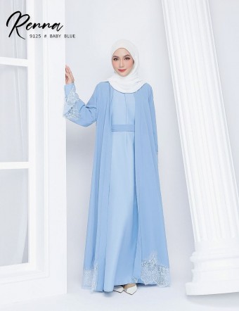 RENNA JUBAH WITH CARDIGAN (BABY BLUE) 9125