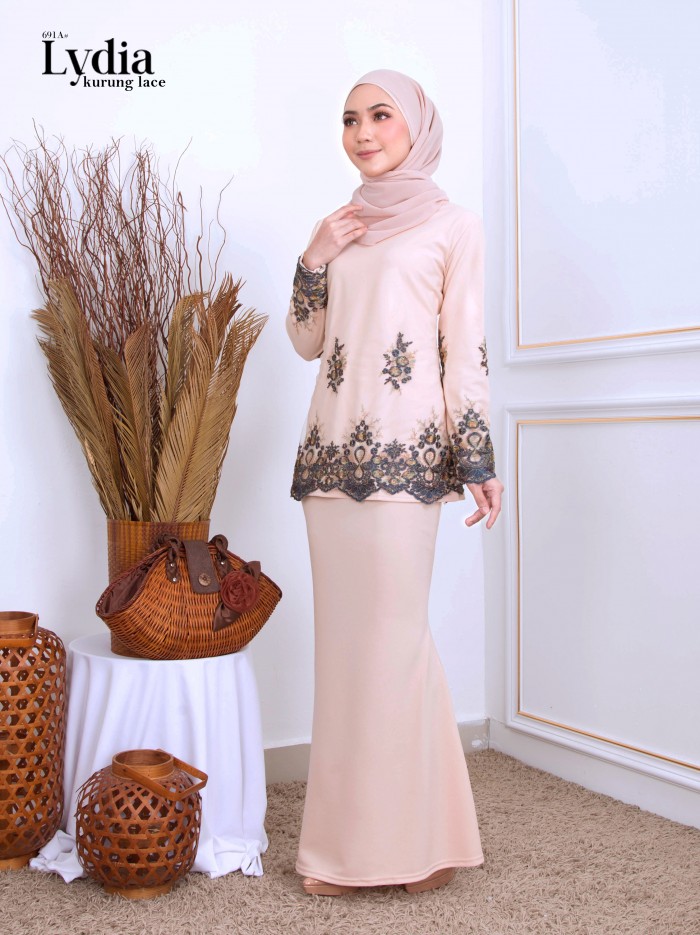 LYDIA EMBROIDERY LACE KURUNG (CREAM) 691A / P691A / SP691A