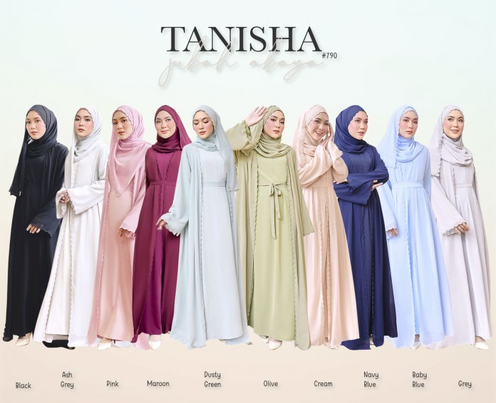 TANISHA ABAYA (OLIVE) 790 / P790 / SP790 (FREE SHAWL *till stock last)