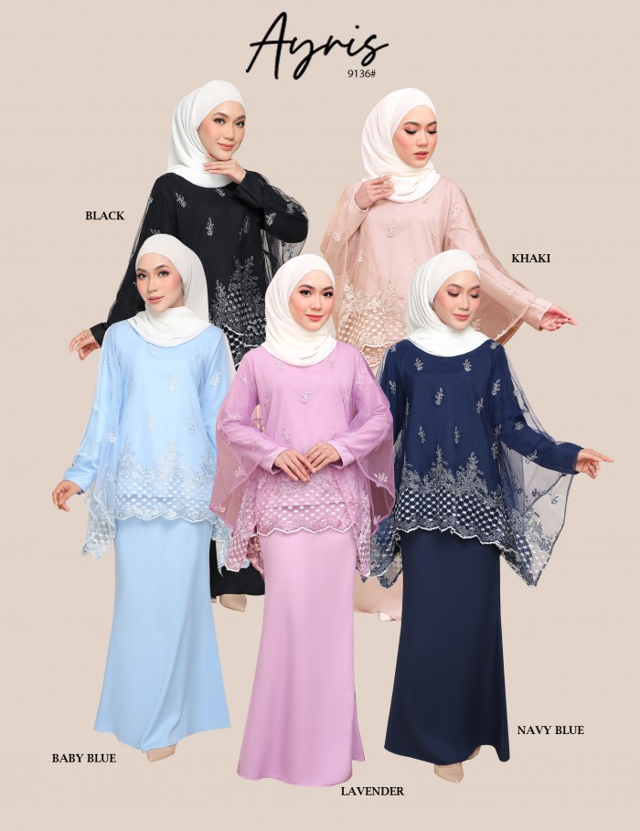 AYRIS KAFTAN KURUNG (NAVY BLUE) 9136