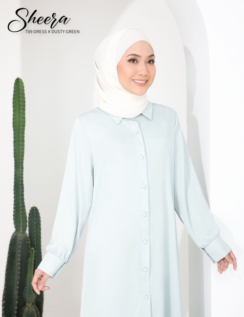 SHEERA 3 WAY DRESS WITH BELT (DUSTY GREEN) 789 / P789