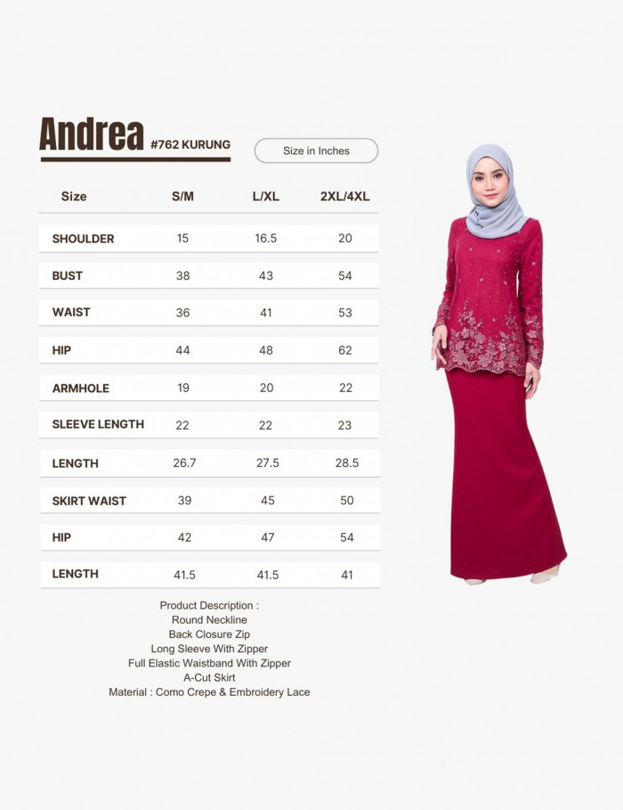 ANDREA KURUNG MODERN (MAROON) 762 / P762 / SP762