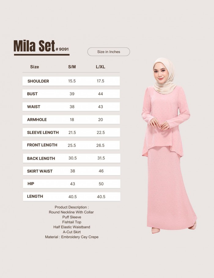 MILA KURUNG (PASTEL PINK) 9091 / P9091