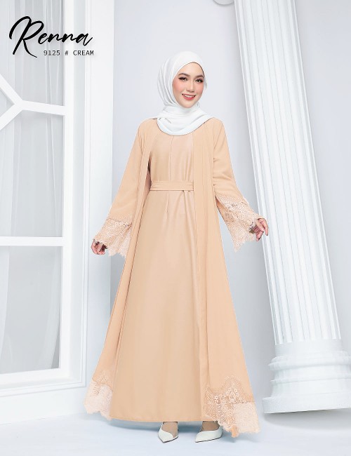 RENNA JUBAH WITH CARDIGAN (CREAM) 9125