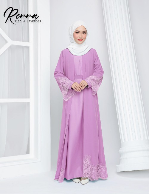 RENNA JUBAH WITH CARDIGAN (LAVENDER) 9125