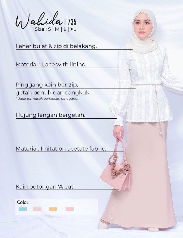 WAHIDA BLOUSE & SKIRT SET (PASTEL GREEN) 735