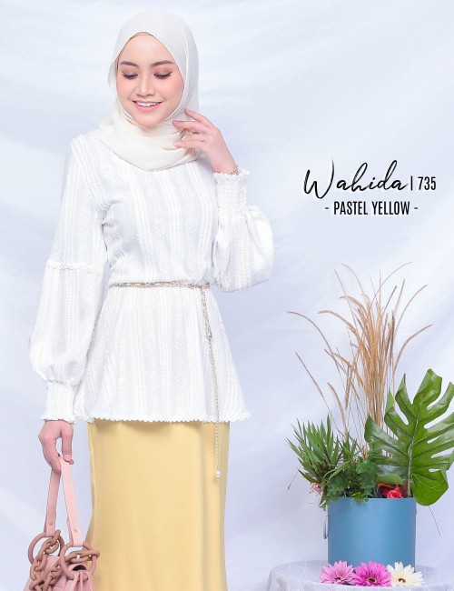 WAHIDA BLOUSE & SKIRT SET (PASTEL YELLOW) 735