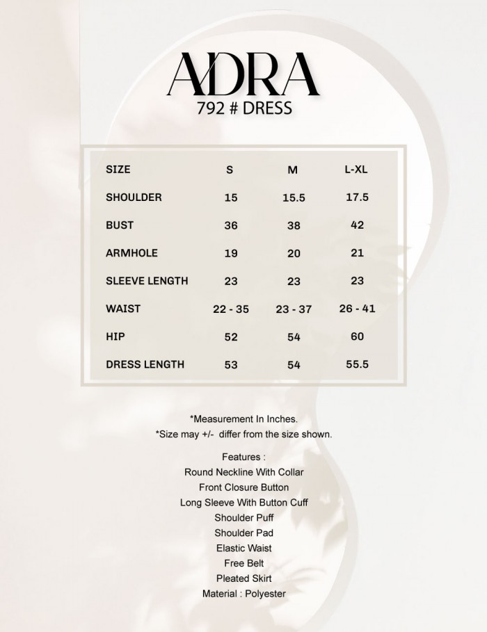 ADRA PLEATED DRESS (COFFEE) 792 / P792