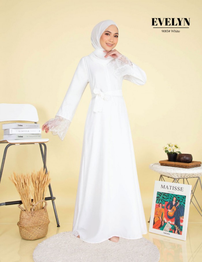 EVELYN LACE DRESS (WHITE) 9085