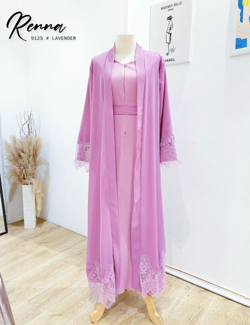 RENNA JUBAH WITH CARDIGAN (LAVENDER) 9125