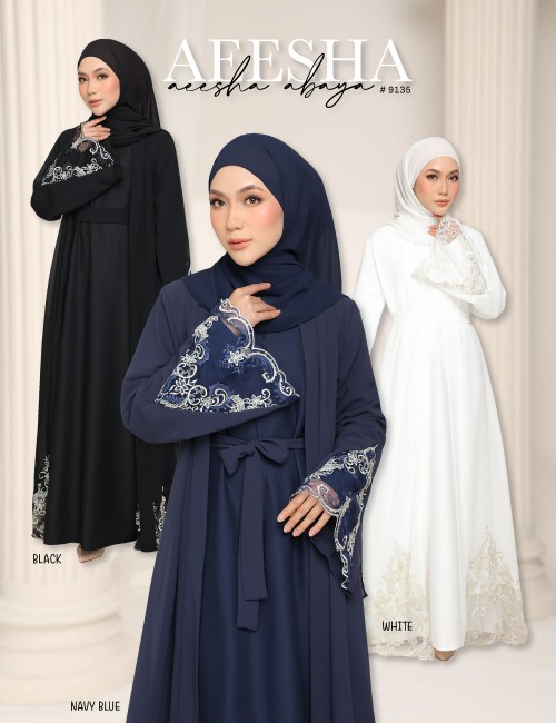 AEESHA ABAYA (WHITE) 9135