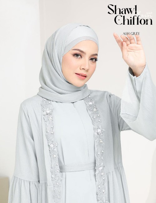 CHIFFON SHAWL PLAIN (ASH GREY-A795) 301