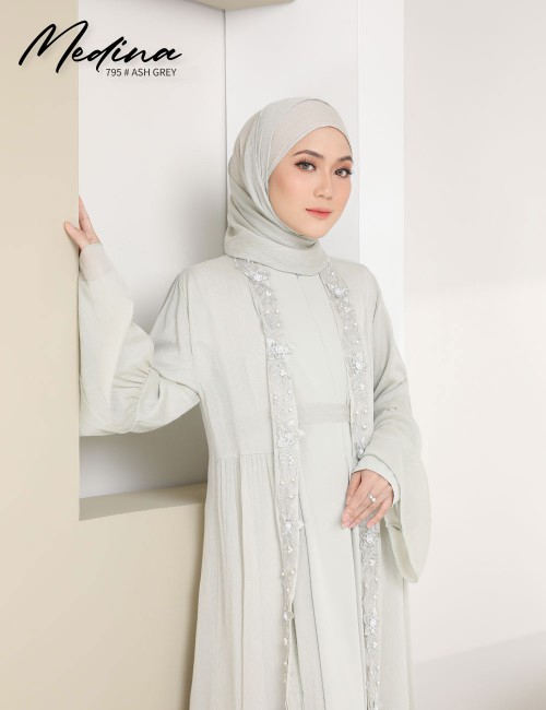 MEDINA JUBAH (ASH GREY) 795 / P795 / SP795 (FREE SHAWL *till stock last)