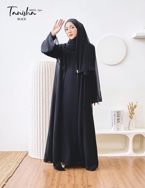 TANISHA ABAYA (BLACK) 790 / P790 / SP790 (FREE SHAWL *till stock last)