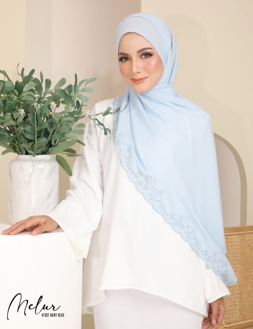 MELUR EMBROIDERY SHAWL (BABY BLUE) 302