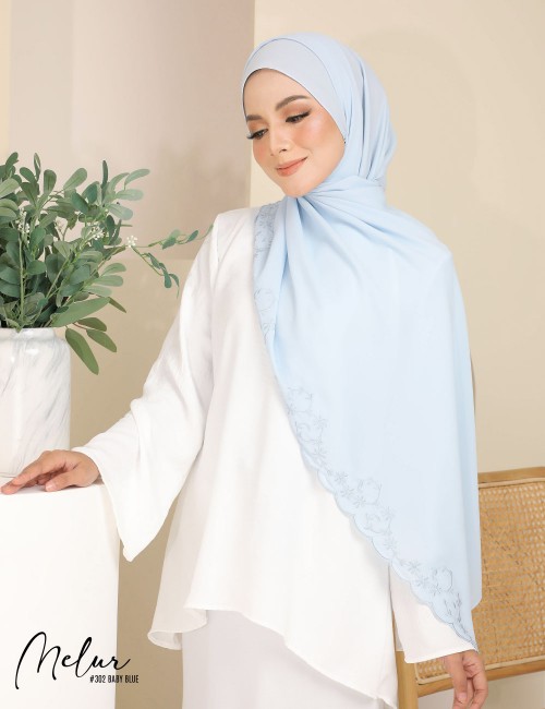 MELUR EMBROIDERY SHAWL (BABY BLUE) 302