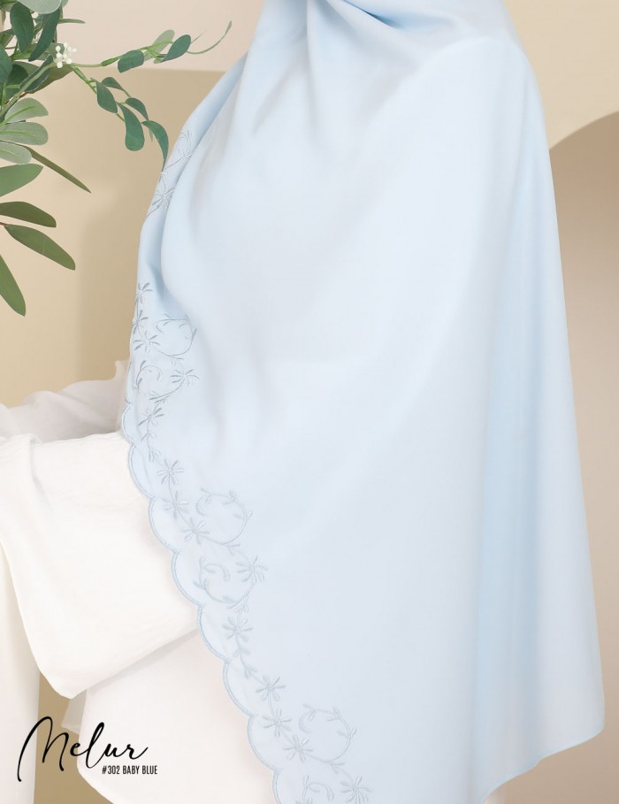 MELUR EMBROIDERY SHAWL (BABY BLUE) 302