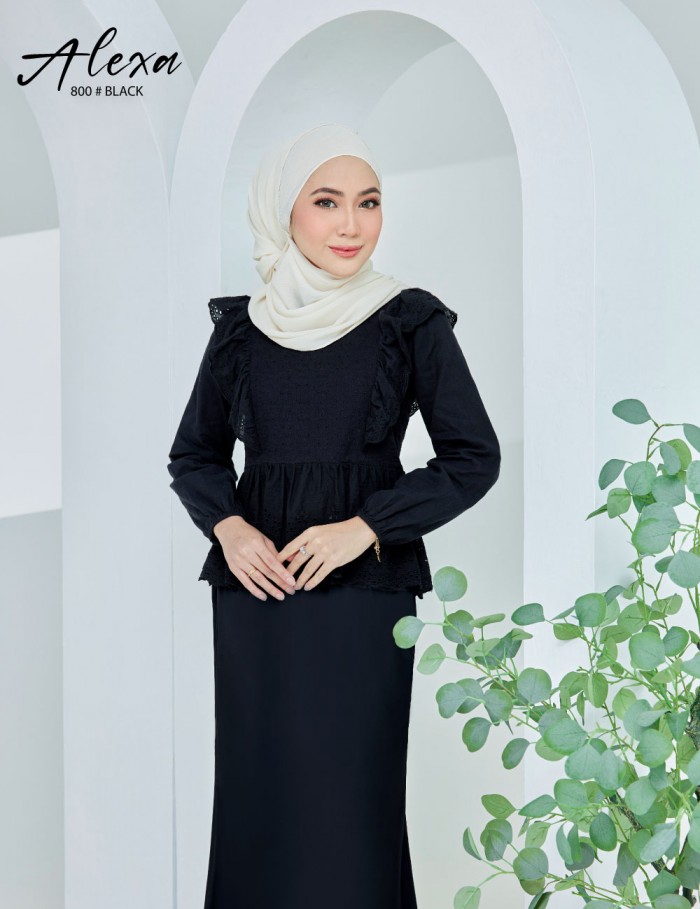 ALEXA BLOUSE WITH SKIRT SET (BLACK) 800 / P800