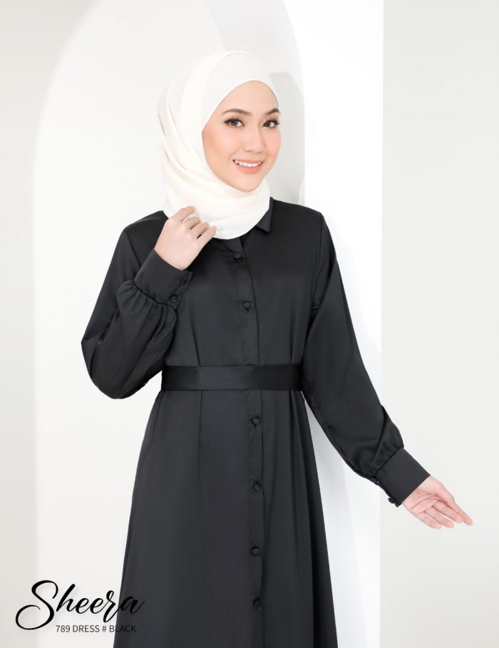 SHEERA 3 WAY DRESS WITH BELT (BLACK) 789 / P789