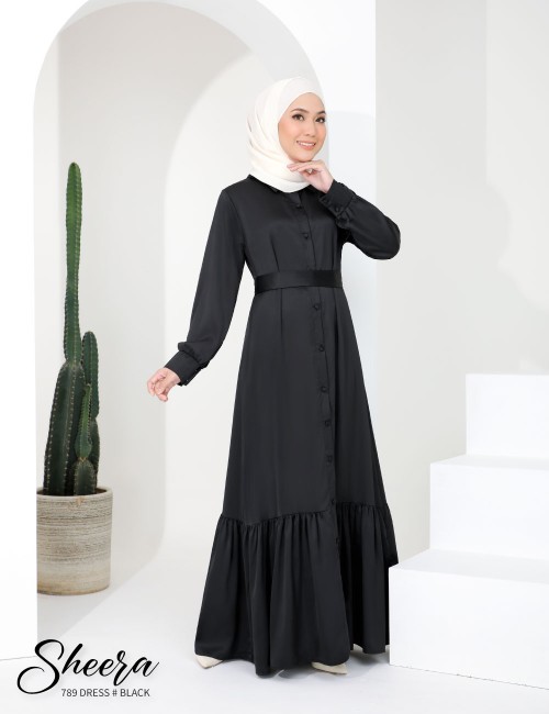 SHEERA 3 WAY DRESS WITH BELT (BLACK) 789 / P789