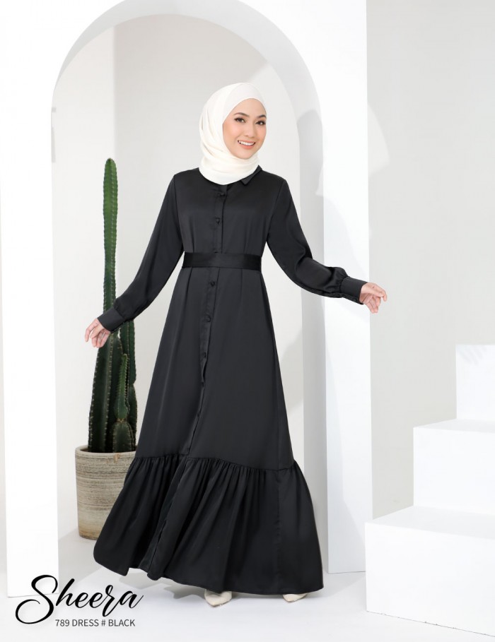 SHEERA 3 WAY DRESS WITH BELT (BLACK) 789 / P789