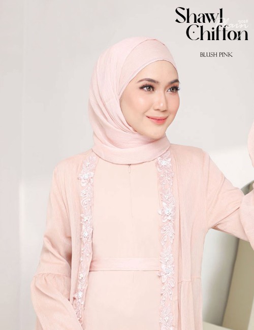 CHIFFON SHAWL PLAIN (BLUSH PINK-A795) 301