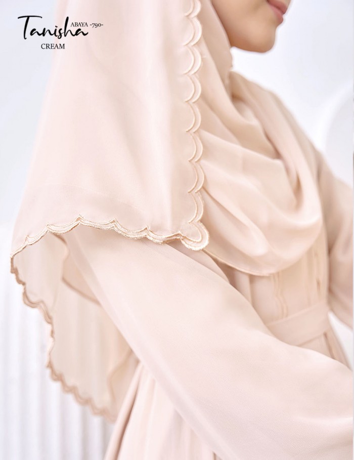 TANISHA ABAYA (CREAM) 790 / P790 / SP790  (FREE SHAWL *till stock last)