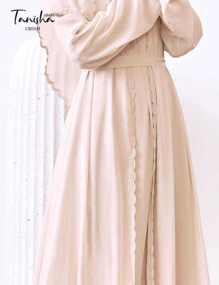 TANISHA ABAYA (CREAM) 790 / P790 / SP790  (FREE SHAWL *till stock last)