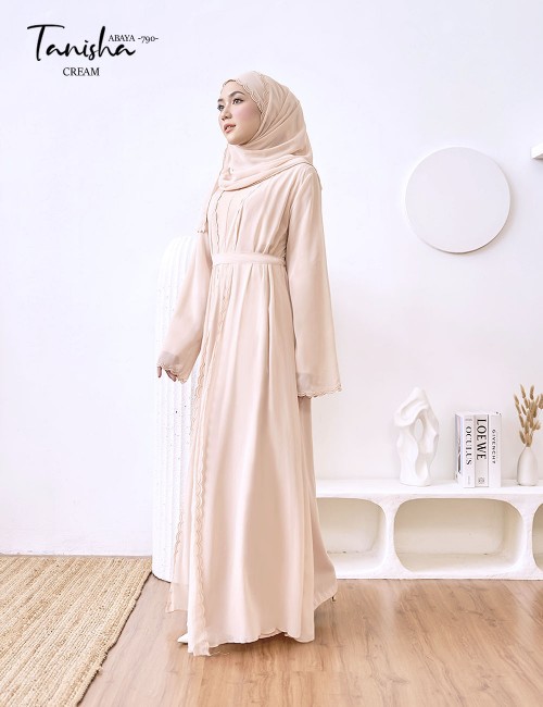 TANISHA ABAYA (CREAM) 790 / P790 / SP790  (FREE SHAWL *till stock last)