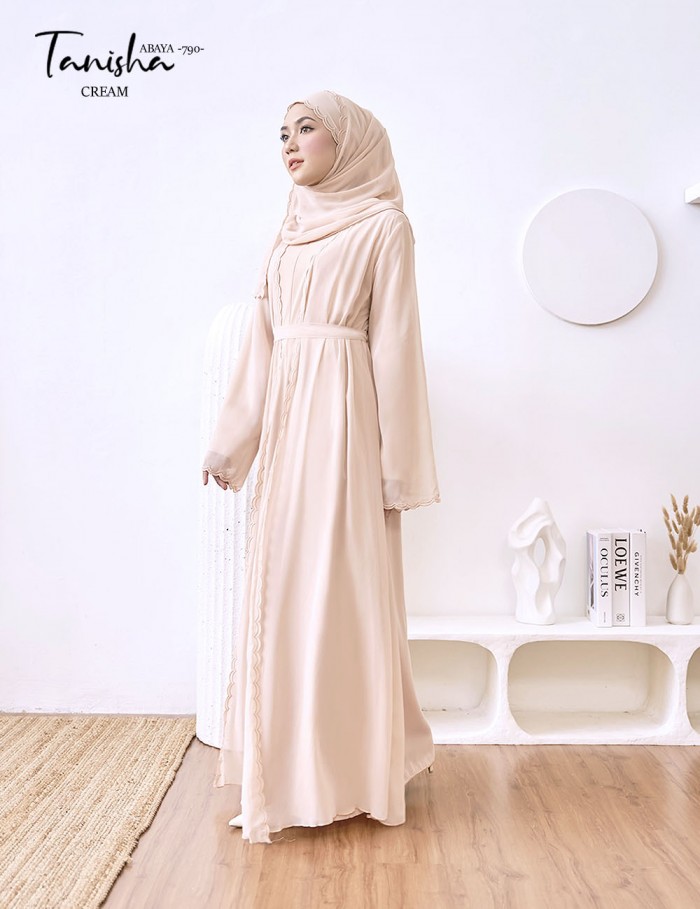 TANISHA ABAYA (CREAM) 790 / P790 / SP790  (FREE SHAWL *till stock last)