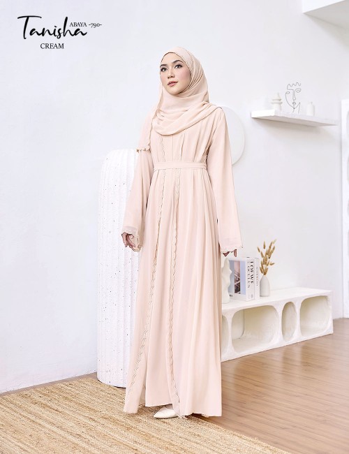 TANISHA ABAYA (CREAM) 790 / P790 / SP790  (FREE SHAWL *till stock last)