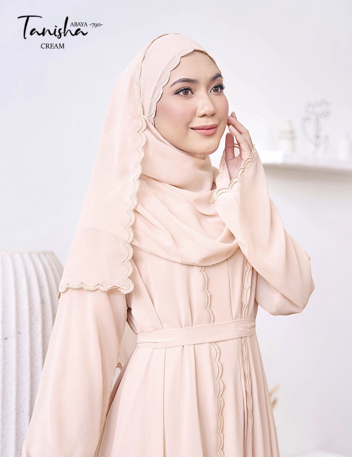 TANISHA ABAYA (CREAM) 790 / P790 / SP790  (FREE SHAWL *till stock last)