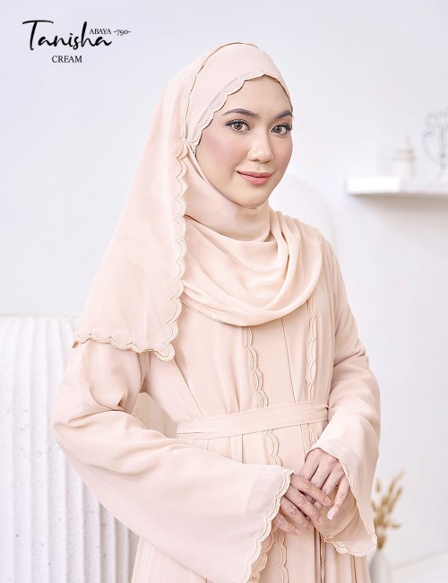 TANISHA ABAYA (CREAM) 790 / P790 / SP790  (FREE SHAWL *till stock last)