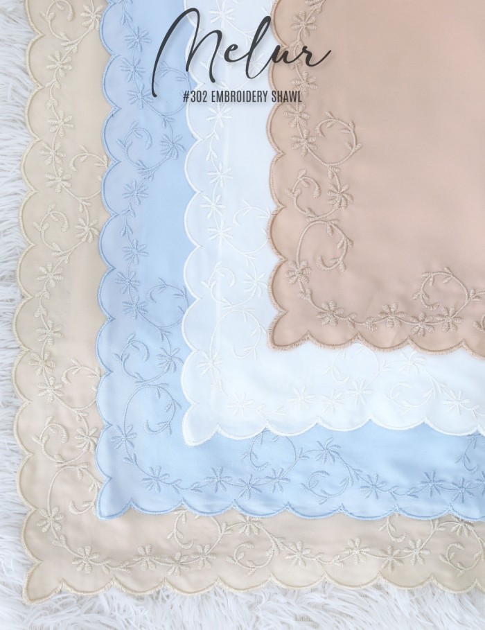 MELUR EMBROIDERY SHAWL (ROSE CLOUD) 302