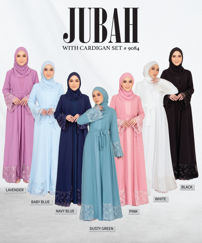 JUBAH WITH CARDIGAN SET (DUSTY GREEN) 9084