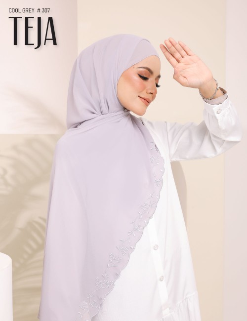 TEJA EMBROIDERY SHAWL (COOL GREY) 307