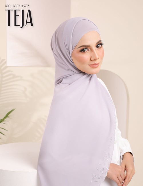 TEJA EMBROIDERY SHAWL (COOL GREY) 307